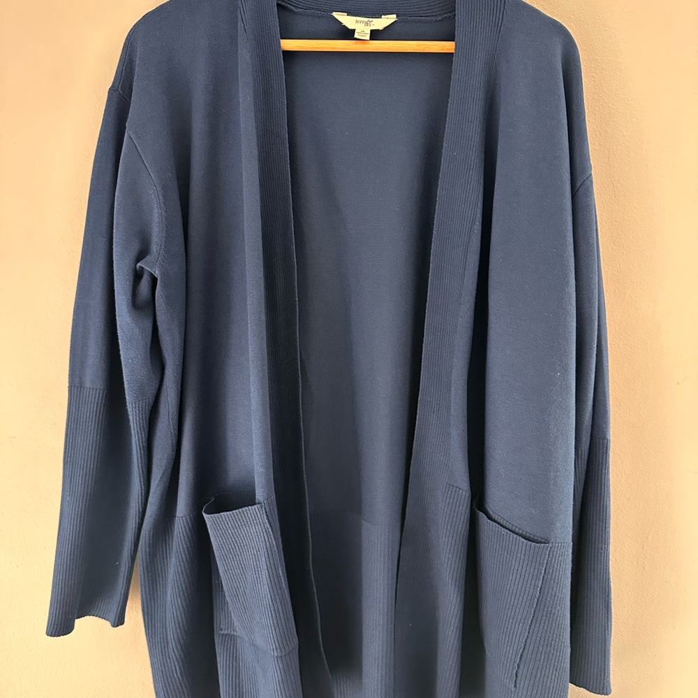 Navy Blue Open Front Cardigan Sweater